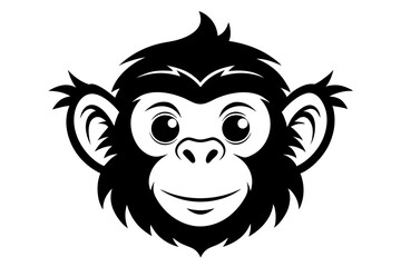 monkey head line art silhouette vector illustration