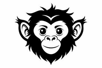 monkey head line art silhouette vector illustration