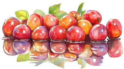 Luscious Red Plums with Reflective Surfaces Delicious Fruit Still Life Refreshing Visual Treat