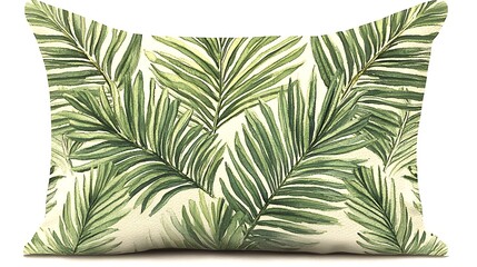 Lush Green Palm Leaf Rectangular Throw Pillow Cushion