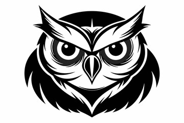 owl head line art silhouette vector illustration