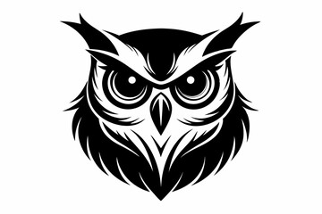 owl head line art silhouette vector illustration