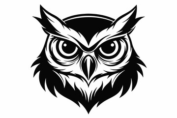 Obraz premium owl head line art silhouette vector illustration