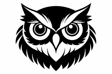 owl head line art silhouette vector illustration
