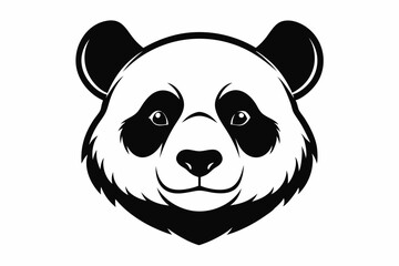 Fototapeta premium panda head line art silhouette vector illustration