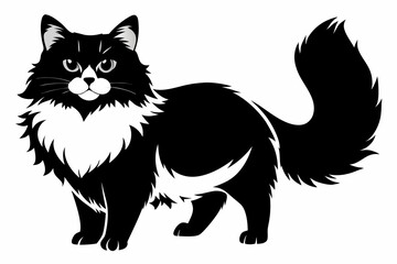 persian cat line art silhouette vector illustration