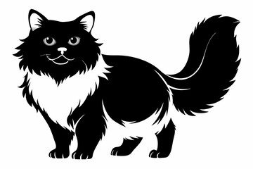persian cat line art silhouette vector illustration