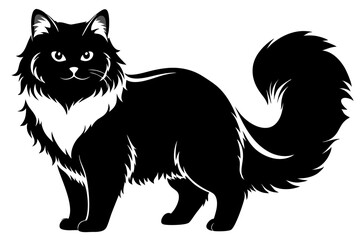 persian cat line art silhouette vector illustration
