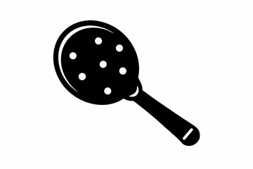 pickleball paddle with ball line art silhouette vector illustration