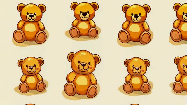 Colorful pattern of cute teddy bears on a light background suitable for children's decor or fabric