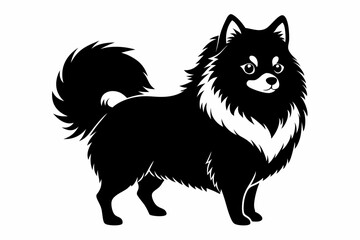 Obraz premium pomeranian line art silhouette vector illustration