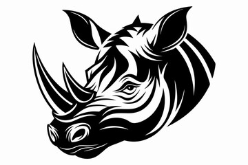 rhino head line art silhouette vector illustration