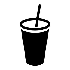 Disposable paper cup with straw and coffee vector illustration