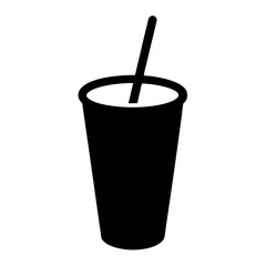 Disposable paper cup with straw and coffee vector illustration