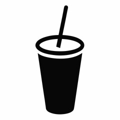 Disposable paper cup with straw and coffee vector illustration