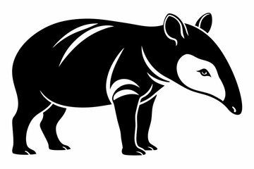 tapir line art silhouette vector illustration