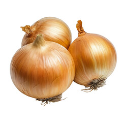 [Transparent Background PNG]Close-up of Three Fresh Yellow Onions