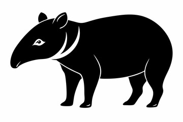 tapir line art silhouette vector illustration