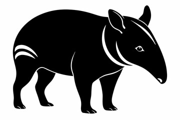 tapir line art silhouette vector illustration