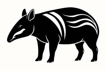 tapir line art silhouette vector illustration