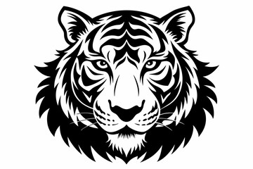 Fototapeta premium tiger head line art silhouette vector illustration