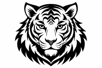 Obraz premium tiger head line art silhouette vector illustration