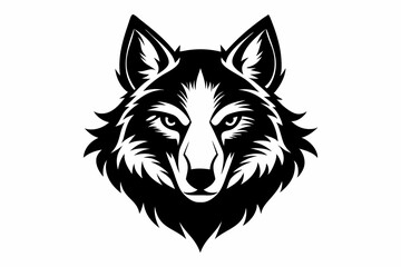 wolf head line art silhouette vector illustration