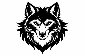 Fototapeta premium wolf head line art silhouette vector illustration