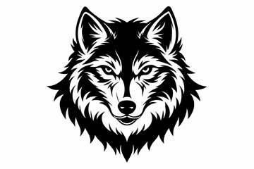 Fototapeta premium wolf head line art silhouette vector illustration