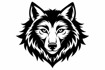 wolf head line art silhouette vector illustration