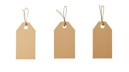 blank price tag with string isolated on white background