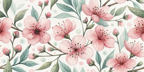 Watercolor Memorial Day Illustration: Pink Blossoms, High Depth of Field, Patriotic Art