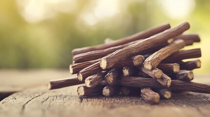 Heap of licorice sticks shallow dof