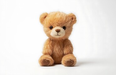 A cute teddy bear toy isolated on a white background