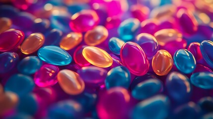 High angle close up background of colorful jellybeans