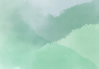緑と、薄いブルーグレーの色の背景、滲んだ水彩画風の壁紙素材
