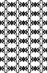 black and white seamles pattern wallpaer flower cross tile set textile background.