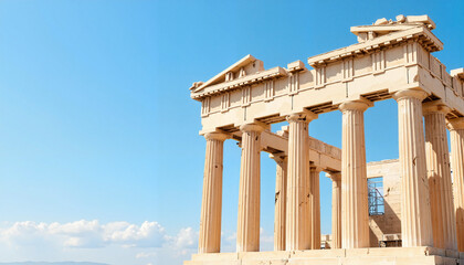 Fototapeta premium Majestic Parthenon columns under blue sky, timeless beauty