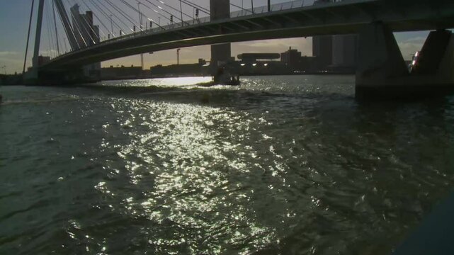 The Erasmusbrug, Erasmus Bridge, It crosses the Nieuwe Maas in the centre of Rotterdam.