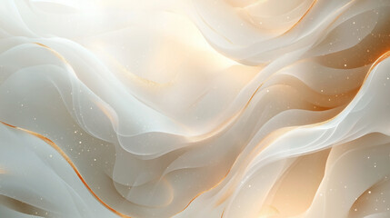  Modern Abstract Background with Golden and White Layered Waves