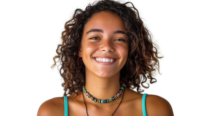 Young woman smiling with transparent background