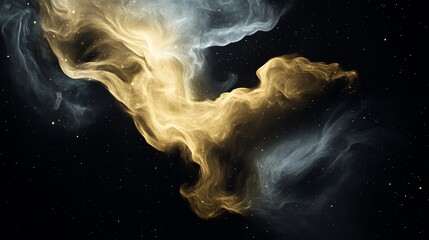 Abstract dark galaxy with swirling golden nebula, cosmic elegance and depth