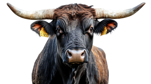 [Transparent Background PNG]Close-up Portrait of a Black and Brown Cow