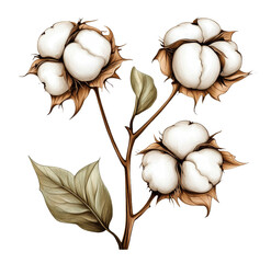 [Transparent Background PNG]Delicate Cotton Plant Illustration