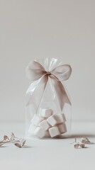 Small bag of sweets tied with a decorative ribbon bow