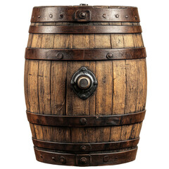 Obraz premium [Transparent Background PNG]Vintage Wooden Barrel with Metal Bands