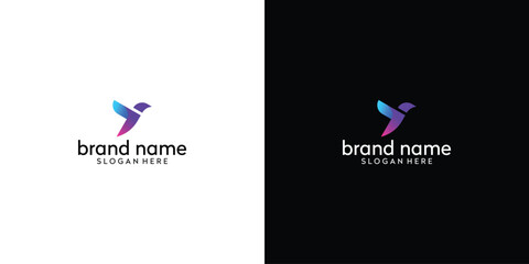 Abstract bird logo technology