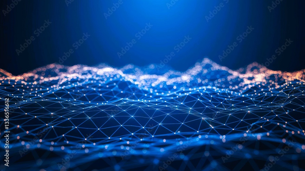 Wall mural blue network connection abstract technology background digital data visualization concept design