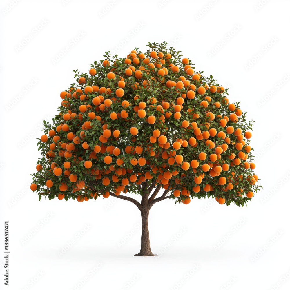Poster beautiful orange tree bursting with bright oranges amidst lush green leaves in a serene natural envi