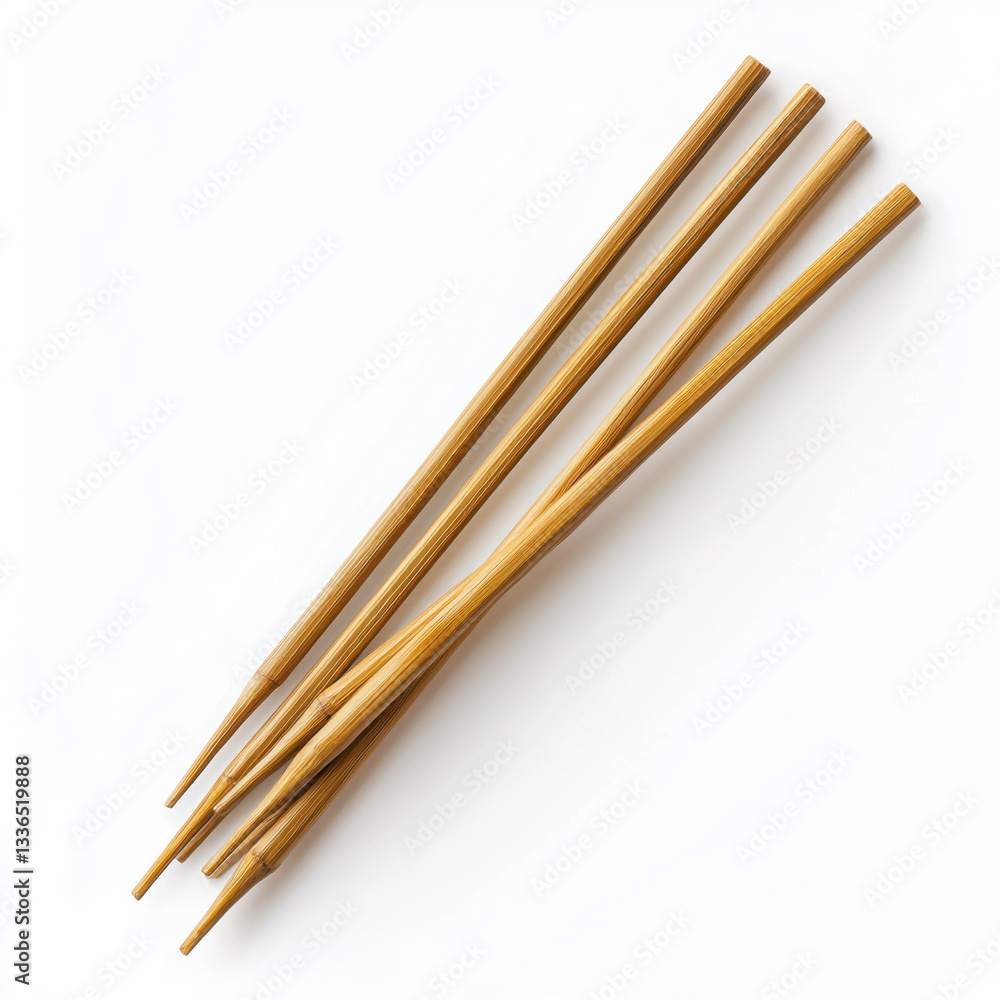 Poster elegant pair of bamboo chopsticks positioned with care on a smooth surface with ample copy space for